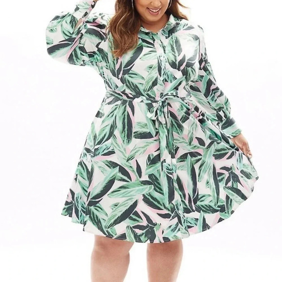 New BeautiCurve X Lane Bryant Palm Leaf Print ShirtDress
Button Dress Size 22 - Picture 1 of 15